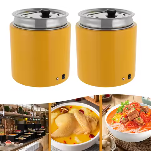 110V 500W Soup Warmer 10L/2.64Gal 2 Pack Commercial Soup Warmer Pot Large Capacity Stainless Steel S