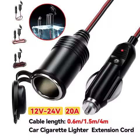 12V 24V 20A Socket Plug 0.6M/1.5M/4M Cigarette Lighter Female Power Extension Cable Car Cigarette Li