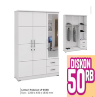Lemari pakaian 3 pintu arlida type llbp putih