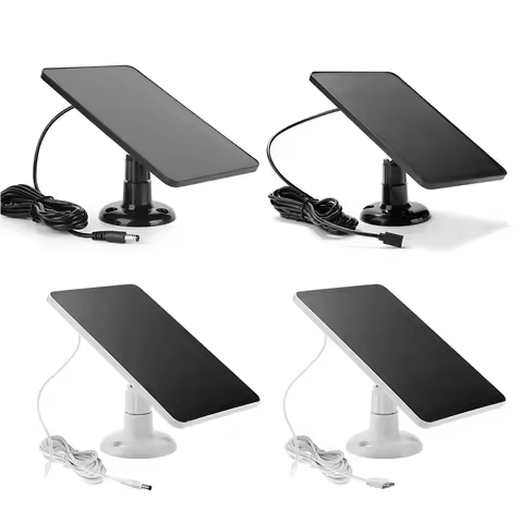 10W 5V Solar Panel Micro USB & USB-C Port Solar Charging Panel 9.8 Ft Charging Cable for Security Ca