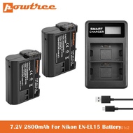 7V 2000mAh EN-EL15 EN-EL15A Baery Charger For Nikon d750, d7200, d7500, d850, d610, d500, MH-25a, d7200, z6, d810 Baerie