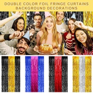 2Meter Rain Silk Foil Curtain Backdrop Metallic Foil Curtain Party Decoration Tinsel Foil Curtains