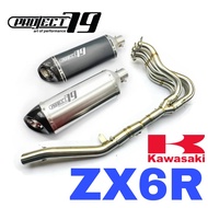 Project79 Exhaust Kawasaki ZX6R Full System Piping Manifold Stainless Steel Ekzos Motor Muffler ZX63