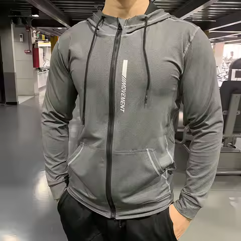 Winter Autumn Hoodies Sport Shirt Men Zipper Running Jackets Fitness Gym outdoor Sports Clothing Spo