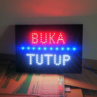 led sign / tulisan lampu led buka tutup saklar on off