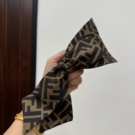 FENDI 棕色 菸草色調 FF LOGO 老花 蝴蝶結 髮圈 髮夾 髮飾