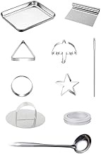 Ciieeo Korean Dalgona Candy Set, Stainless Steel Cookie Stamp Shapes Squids Games Cookie Cutters Star Umbrella Triangle Round Baking Molds Needle Tins for Xmas Favor