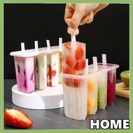 ALLGOODS Popsicle Maker, PP Transparent 4 Grids Popsicle Mold, DIY Easy Demoulding With Lid and Sticks Ice Cream Mold Freezer