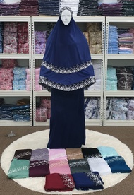 Telekung Double Lace Viscose Jersey Free Size Dewasa Ready Stock Harga Borong