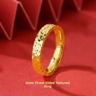 Gold Plated 999 Ring for Men And Women Couple Rings Flashing Wide Face Band Ring Fashionable Commute