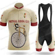 Set Jersi Berbasikal Kelab Menunggang Portugal Vintage Kit Pakaian Berbasikal Retro Lelaki Baju Basi