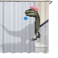 ผ้าม่านอาบน้ำพิมพ์อาบน้ำไดโนเสาร์ที่น่ารักกันน้ำผ้าม่านห้องน้ำอุปกรณ์อาบน้ำ Curtain180x180Cm อาบน้ำ