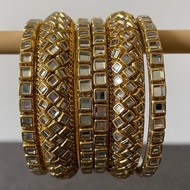 Gold plated Kundan Bangle Set - Set of 6 - Indian Jewellery