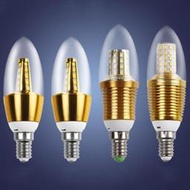 led蠟燭燈泡 e14e27節能白光暖光變光5W7w9w12w尖泡拉尾水晶燈光源節能燈