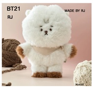 BT21 Made by RJ Plush Doll - RJ +Lucky Four-Leaf Clover Keychain (Free Gift)