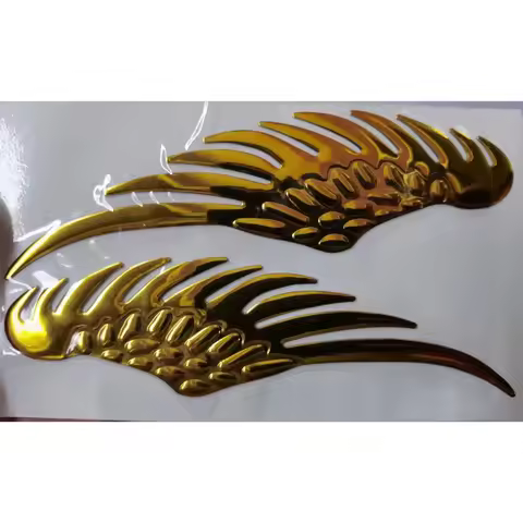 1pair Car Auto Motorcycle Body Sticker 3D Eagle Angel Wings Badge Style Decals Silver/Gold 12.7*3.3C