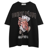 S-7XL Oversized Harajuku Men T Shirt Print Cotton Short Sleeved Baggy Size Tshirt Lelaki Shirt T-shi