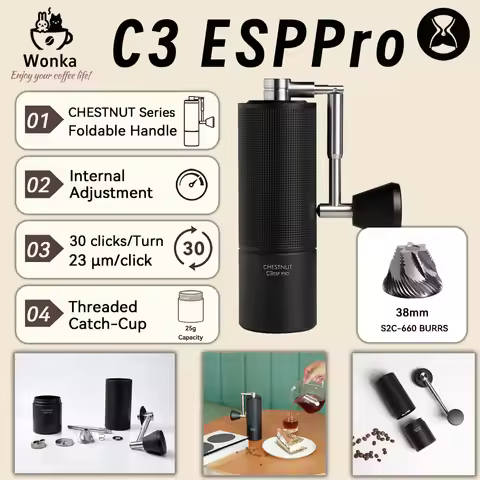 1 pc Timemore C3ESP Pro Foldab Handle Design Aluminum Portable Steel Grinding Core High Quality Manu