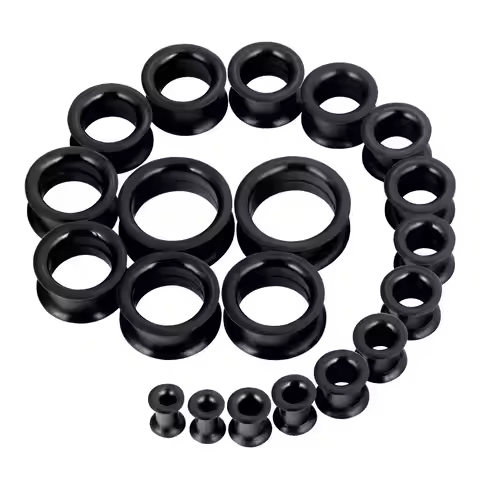 Pair Supersize Flexible Black Color Silicone Double Flared Ear Tunnel Plugs Flesh Tunnel Ear Gauge E