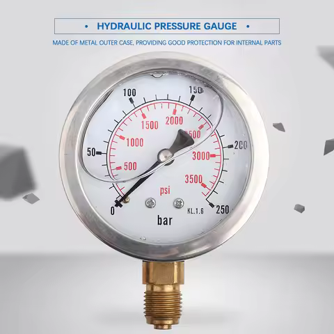 Hydraulic Pressure Gauge 0-250Bar 0- 3750PSI G1/4 63mm Hydraulic Water Pressure Gauge Meter