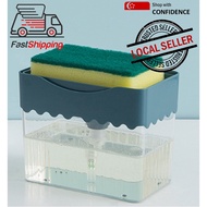 Double Layer Sponge Box with Soap 2-in-1 Dispenser Kitchen Plastic Automatic Scrubber Holder Case