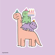 Jurawrsic Waterproof PVC die-cut Sticker Size 5.5x7.3cm. Dinosaur Birthday Friend Cake Celebration G