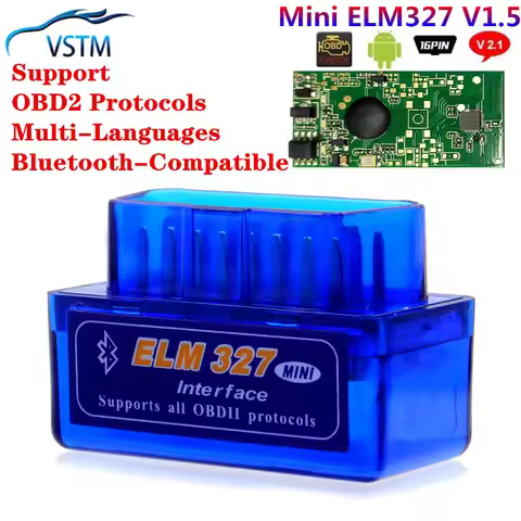 NEW Elm327 Bluetooth OBD2 V2.1 Elm 327 V 2.1/1.5 obd 2 Car Diagnostic-Tool Scanner Elm-327 OBD Adapt