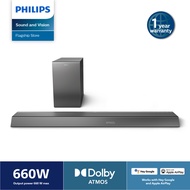 Philips TAB8947/98 Soundbar 3.1.2 with wireless subwoofer | 688 Watt max output | With voice assistant | Dolby Atmos
