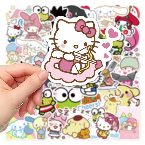 Sanrio 50PCS Series Kuromi Stickers Cute Multi-purpose Stickers Waterproof Decorative Refrigerator C