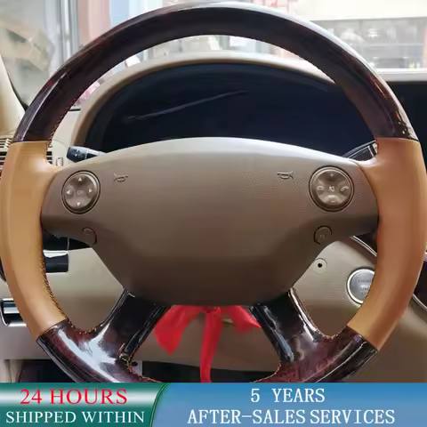 Customized Car Steering Wheel Cover Walnut Wood Leather Non-slip For Mercedes Benz Viano w639 Car Ac