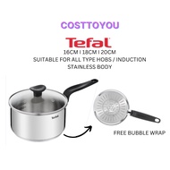 Tefal Primary Stainless Steel Saucepan + Lid For All Hobs + Induction (16cm/18cm/20cm/24cm)