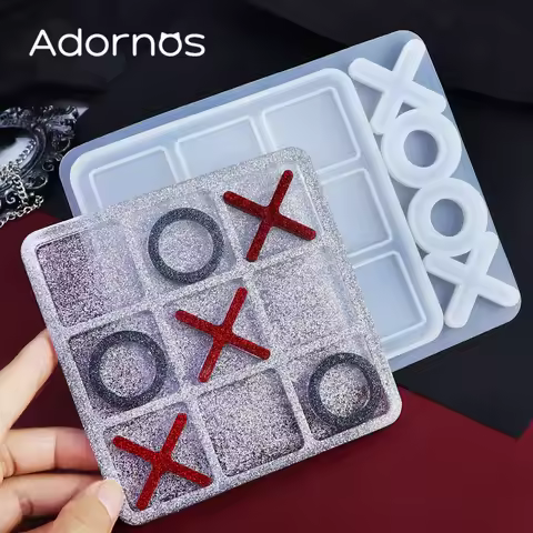 1 Set Tic Tac Toe Silicone Molds For Epoxy Resin Filling X O Board Game Resin Molds Casting DIY Part