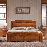 Mi High Box Bed Wedding Bed Oak Bed Modern Chinese Style Double 1.5 Furniture Storage Solid Wood Bed