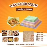 CERIA -Wax Paper Fried Food Liner Paper Burger Cake Bread Dessert 15x15 18x18 20x20 Contents 50 Pcs 