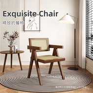 Chair 3DJJ Chair Nordic Solid Wood Rattan Chair Household Influencer Lonely Style Backrest Chair Hou