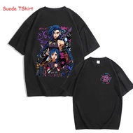 Áo Thun Nam Arcane Jinx Suede T-Shirt Graffiti T-shirt Boom Game Lovers in Họa Tiết Cổ Tròn Tay Ngắn