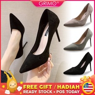 READY STOCK💝GRIMO Yrupoint Highheel Women’s Suede Kasut Wanita Sandal Shoe Shoes High Heels Perempua