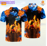 Bowling Ball Pins Blue Fire Polo Shirt For Men PL1208