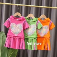 LOVE MOTIF HOODIE SET 3T 4T ( FZ117 )