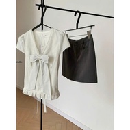 Akieu fabric N9.8 WG striped heart collar with big bow and lace ruffles XONXEN 23 LE DUE 6517