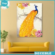 Lukisan Diamond 5D Diy Gambar Burung Merak Warna Emas Untuk Dekorasi