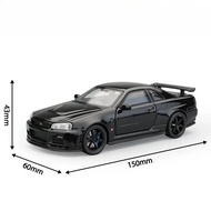 1:32 Nissan Skyline GTR R34 Alloy Scale Model Car Diecast Metal Vehicle Sound＆Light Collectible Chil