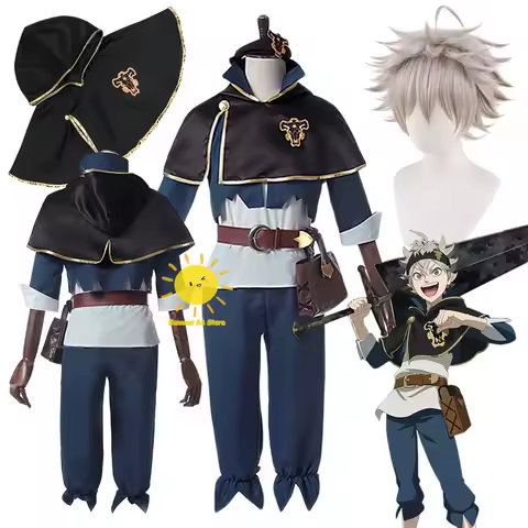 Anime Black Clover Cosplay Asta Cosplay Costumes Tops Pants Shawl Bag Headband Asta Suits Wig Hallow