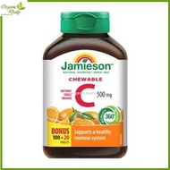 Jamieson - Jamieson 維他命C 咀嚼片 (500 毫克) 香橙味 100 + 20 粒(包裝隨機提供) [平行進口] 此日期前最佳:2028年02月29日