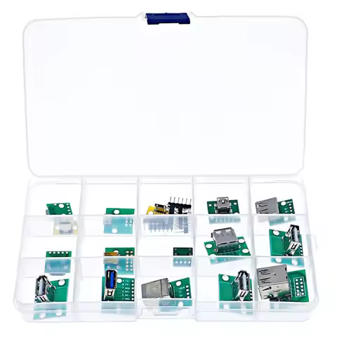ZIZI Mini USB To DIP Connector With PCB Board, Micro-USB,USB 2.0,Type C,USB B,USB 3.0,16 Models Sock
