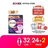 Kotex Total Protection Overnight Wing Pad 32cm (24s+2s) - Sanitary Pad that prevents up to 100% No B