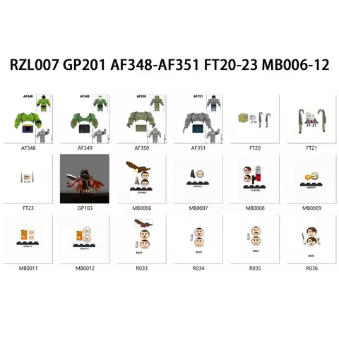 Building Blocks Set - Mini Decorative Models for Kids Birthday Gift RZL007 GP103 AF348-AF351 FT20-23