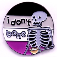 I Don't Bone Asexual Pride Enamel Pin Funny Pun Skeleton Lapel Pin Halloween LGBTQ Gift Jewelry