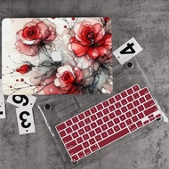 Redlai hoa màu đỏ trường hợp khó khăn Tương thích cho Macbook Bìa 2025 M4 a3240 a3241 Pro 14 16 Air 