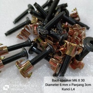 10.Pcs Baut box speaker M6 mur cakar 3 cm (Mur+Baut) Baut jcbc m6 x 30 Full drat bahan baja asli ant